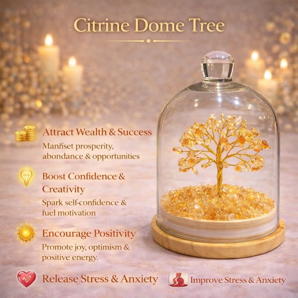 Crystal Dome Tree – 6 Inch Luxury Energy Decor | Natural Healing Crystals | Wealth, Love & Positivity | Home & Office Gift