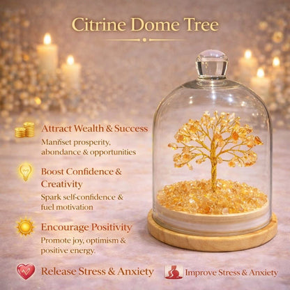 Crystal Dome Tree – 6 Inch Luxury Energy Decor | Natural Healing Crystals | Wealth, Love & Positivity | Home & Office Gift