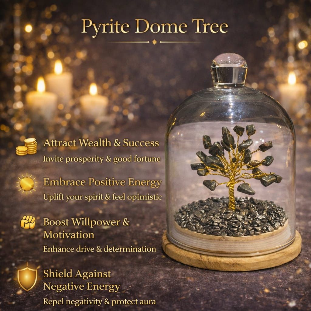 Crystal Dome Tree – 6 Inch Luxury Energy Decor | Natural Healing Crystals | Wealth, Love & Positivity | Home & Office Gift