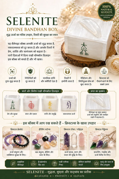 Selenite Divine Bond Box - Natural Selenite Crystal Gift Box for Love, Protection & Positive Energy