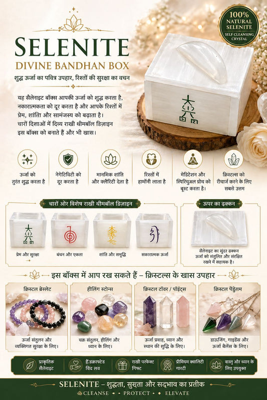Selenite Divine Bond Box - Natural Selenite Crystal Gift Box for Love, Protection & Positive Energy