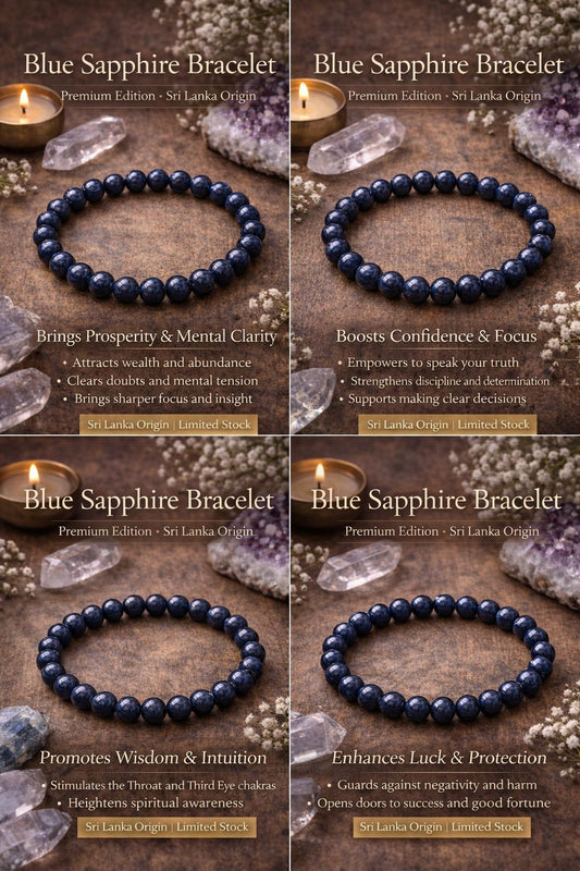 Blue Sapphire Bracelet for Prosperity, Focus & Protection | Sri Lanka Origin