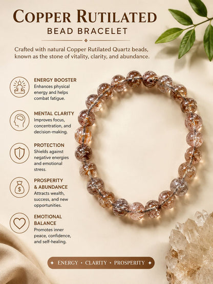 Copper Rutilated Quartz Bracelet
