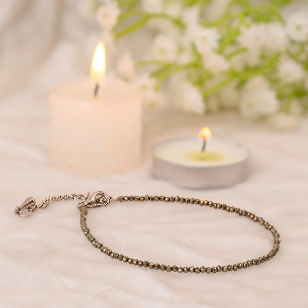 Handcrafted Pyrite Anklet for Positivity, Focus & Everyday Style