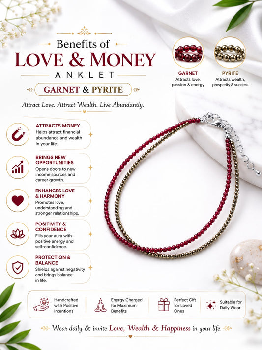 Love & Money Garnet Pyrite Anklet ( Set of 2 )