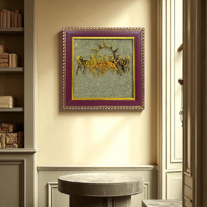 7 Running Horses with Rising Sun Frame – Wealth, Success & Career Growth Vastu Art