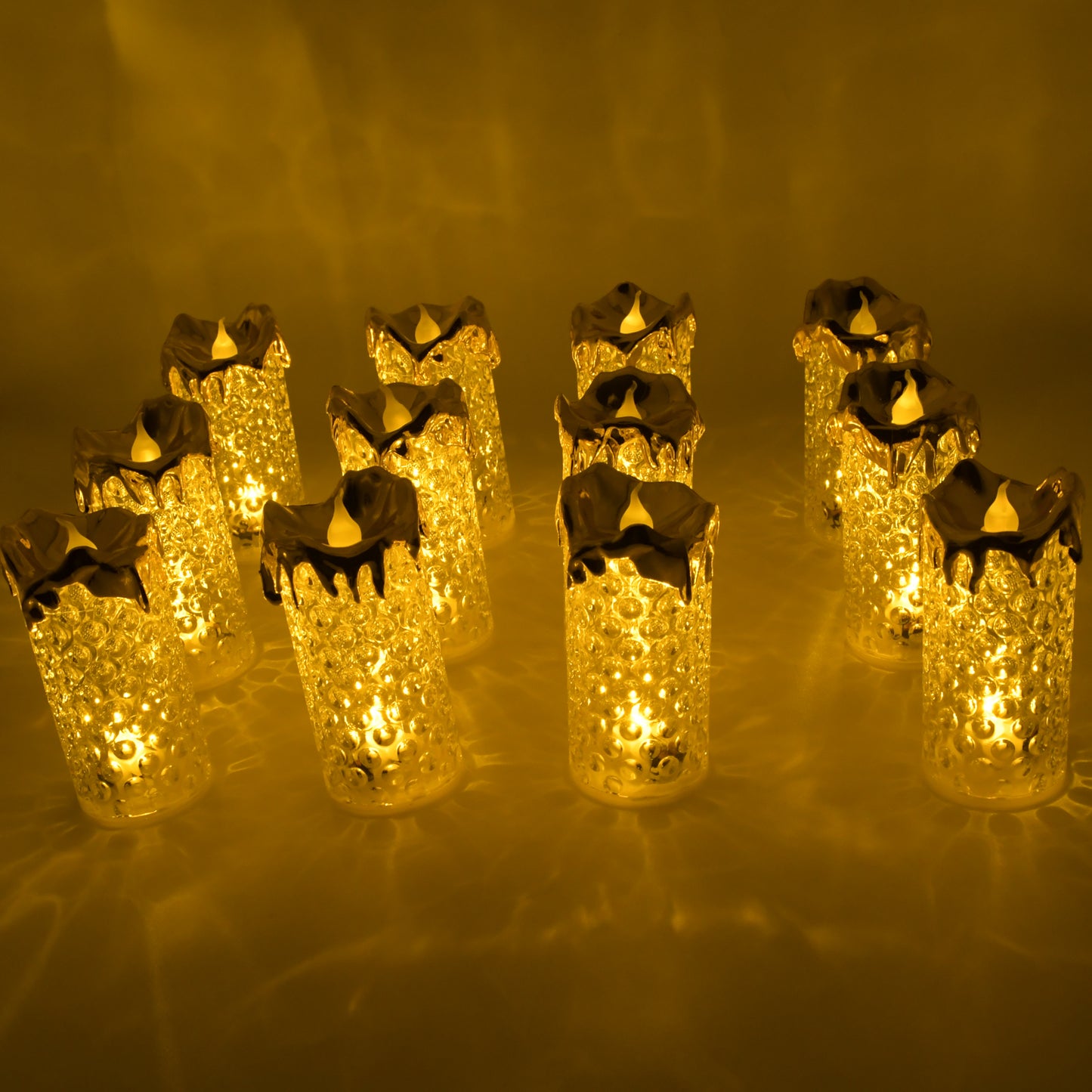 Gold Flameless Candles Led Tea Light Candle  (12 Pc)
