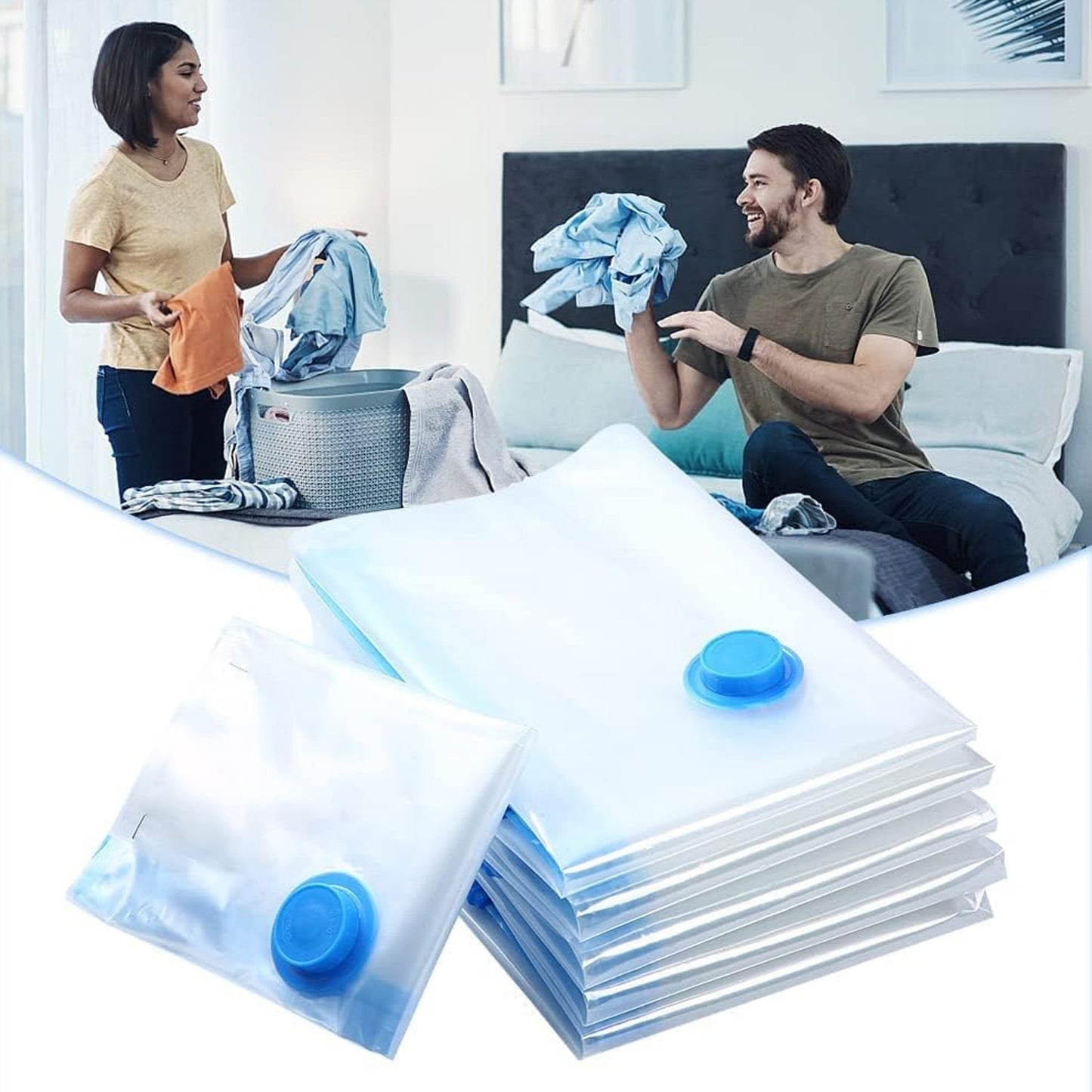 Vacuum Storage Bags With Suction Pump  (5 Pcs Set)