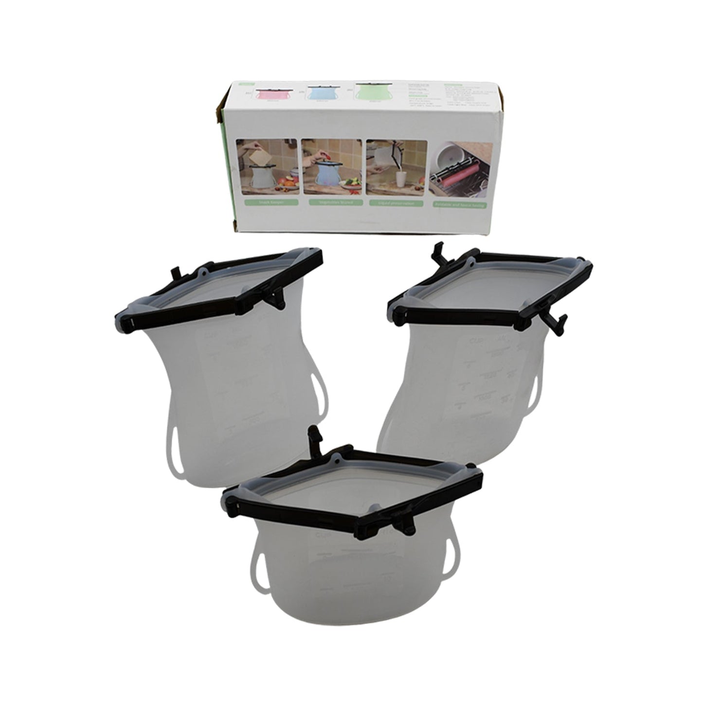 Reusable Silicone Food Storage Bag 3 Bag Set