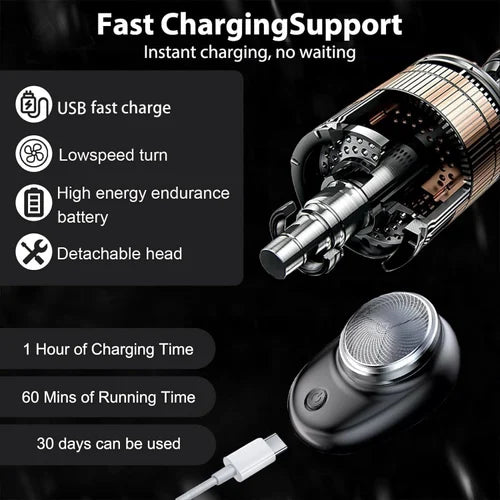 Mini Electric Razor for Men | USB Rechargeable Waterproof Pocket Beard Shaver
