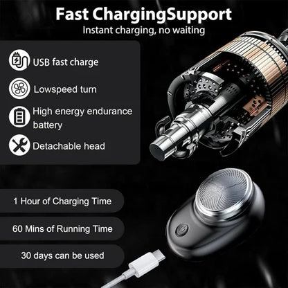 Mini Electric Razor for Men | USB Rechargeable Waterproof Pocket Beard Shaver