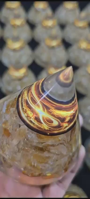 Citrine Success Pyramid with Infinity Symbol ♾️ | Attract Wealth, Abundance & Career Growth | Energy Healing Crystal Pyramid