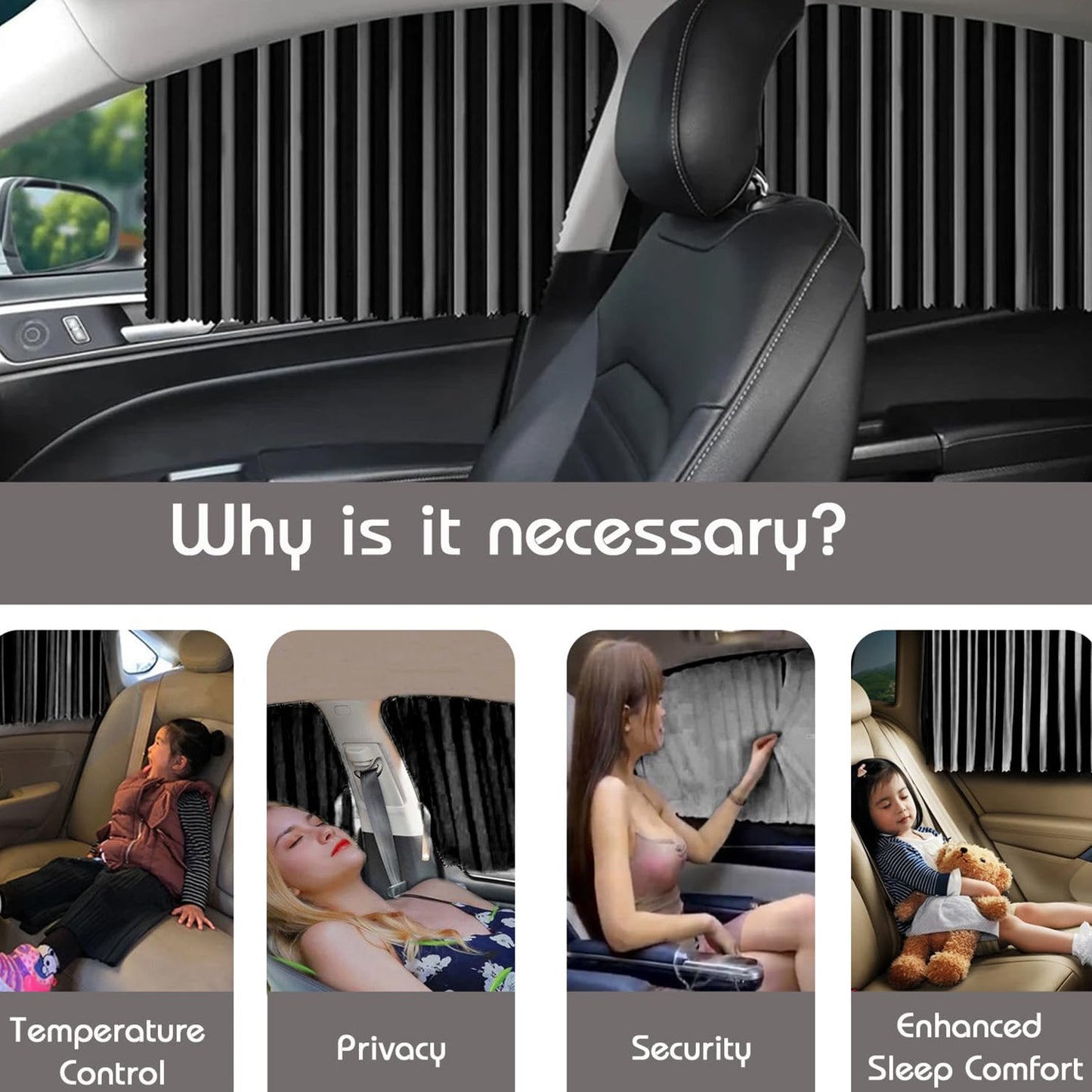 Premium Car Window Sunshade Curtains (4-Piece Set) | Heat Protection & Privacy UV Shield