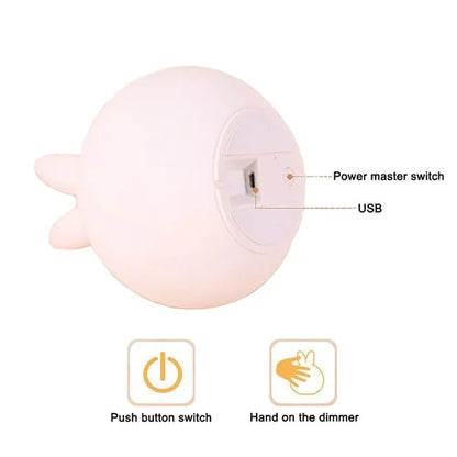 Rabbit Silicone Night Light - 7 Color Touch Lamp