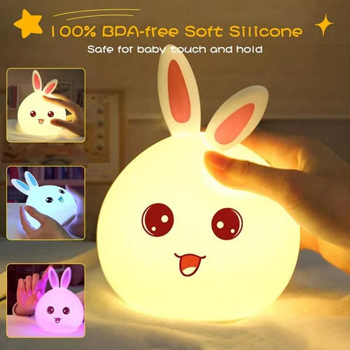Rabbit Silicone Night Light - 7 Color Touch Lamp