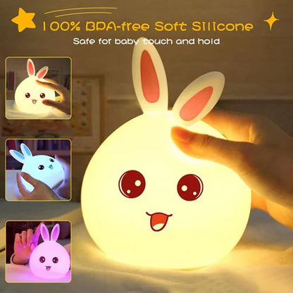 Rabbit Silicone Night Light - 7 Color Touch Lamp