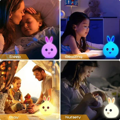 Rabbit Silicone Night Light - 7 Color Touch Lamp
