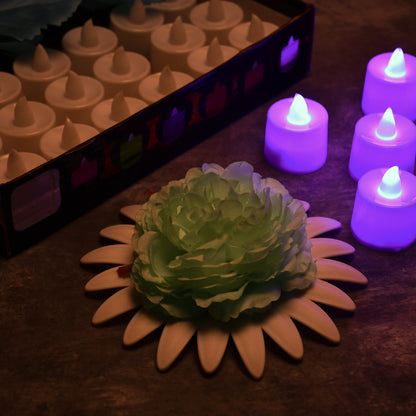 Pink Flameless Led Tealights Smokeless Plastic Decorative Candles - (Pack Of 24)