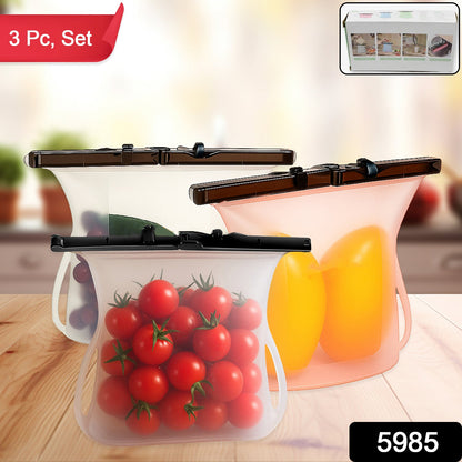 Reusable Silicone Food Storage Bag 3 Bag Set